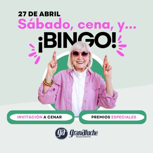 27 de abril, sábado, cena y ¡BINGO! en Bingo Gran Aluche